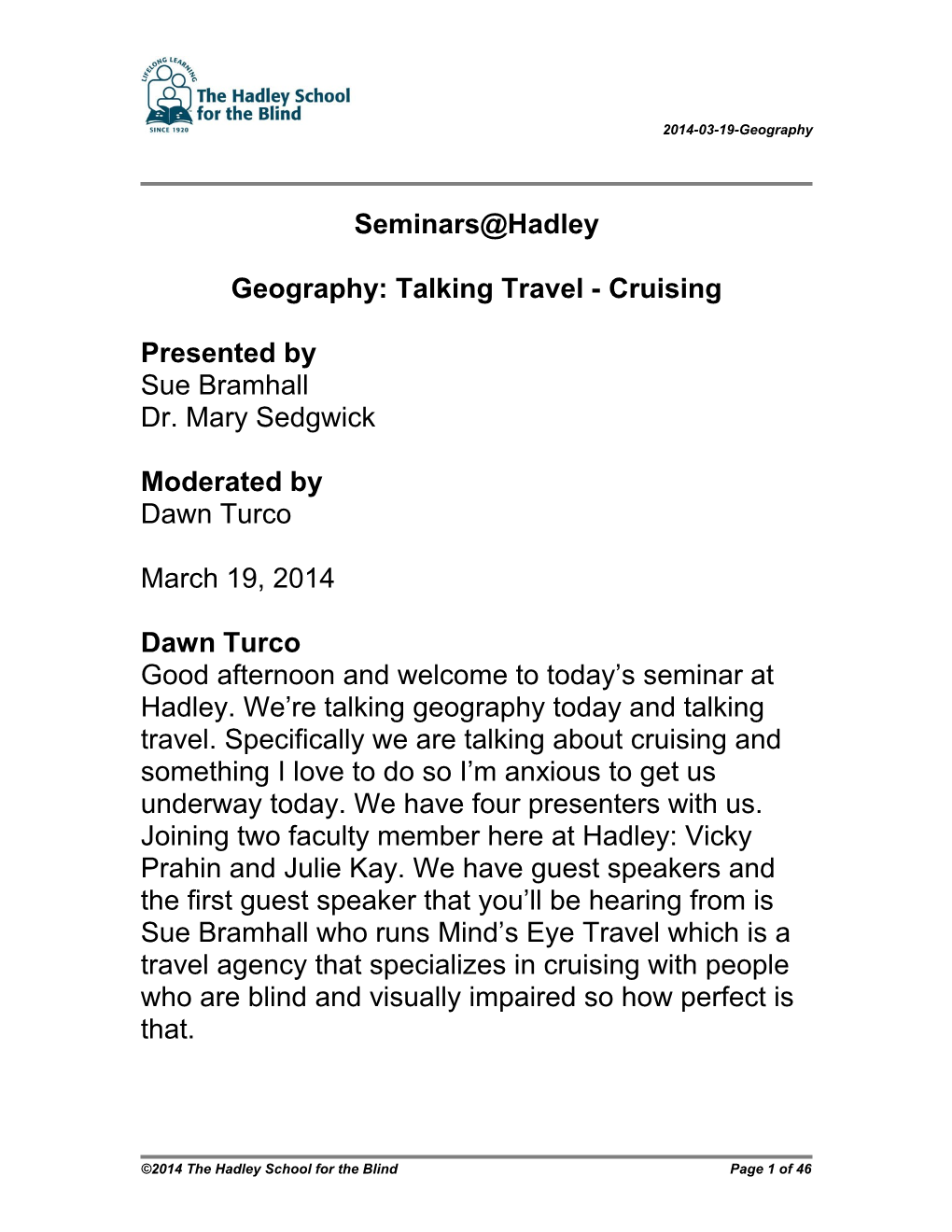 Geography: Talking Travel - Cruising