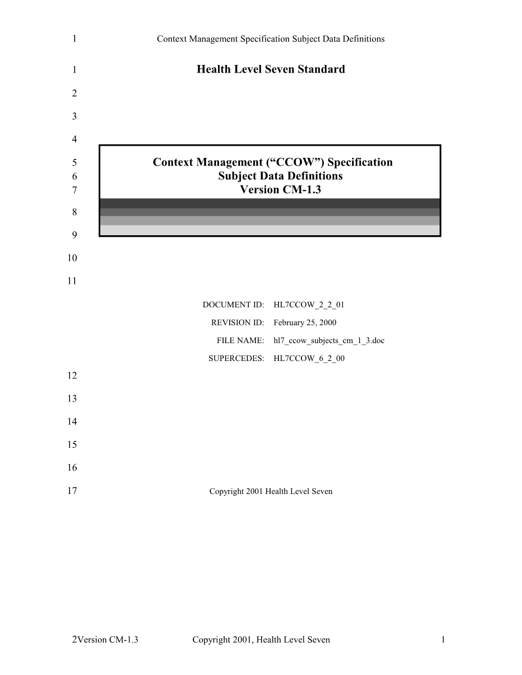 HL7 Context Management Data Definitions