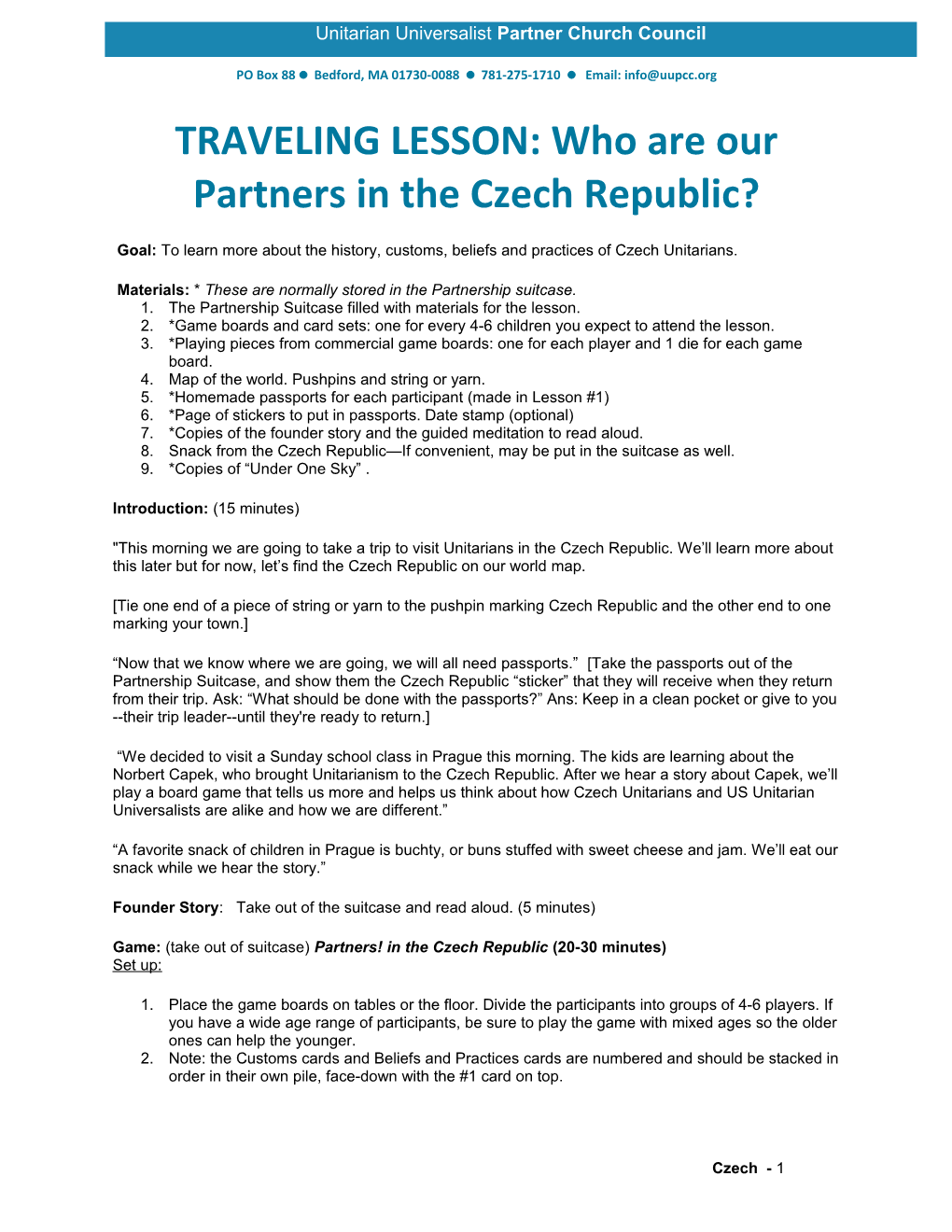 TRAVELING LESSON: Who Are Our Partners in the Czech Republic?