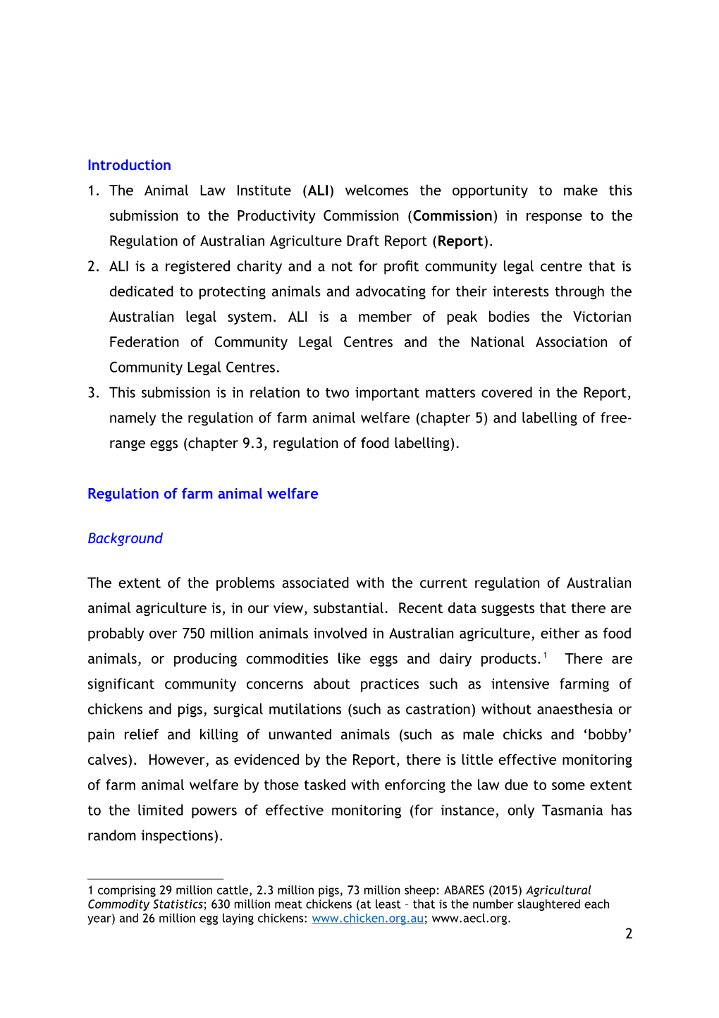 Submission DR213 - the Animal Law Institute (ALI) - Regulation of Agriculture - Public Inquiry