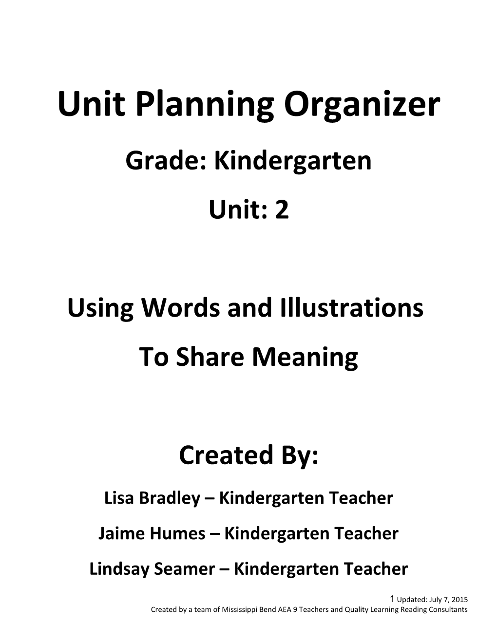 Unit Planning Organizer