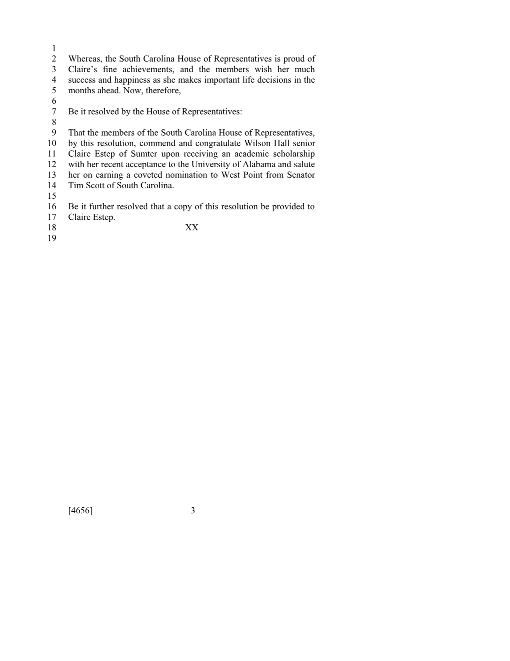 2013-2014 Bill 4656: Claire Estep - South Carolina Legislature Online