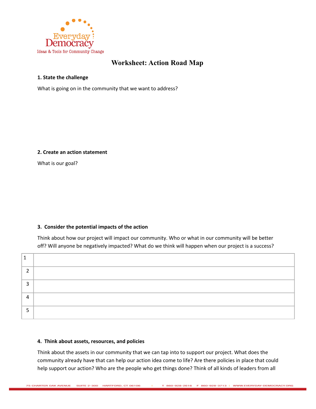 Worksheet: Action Road Map