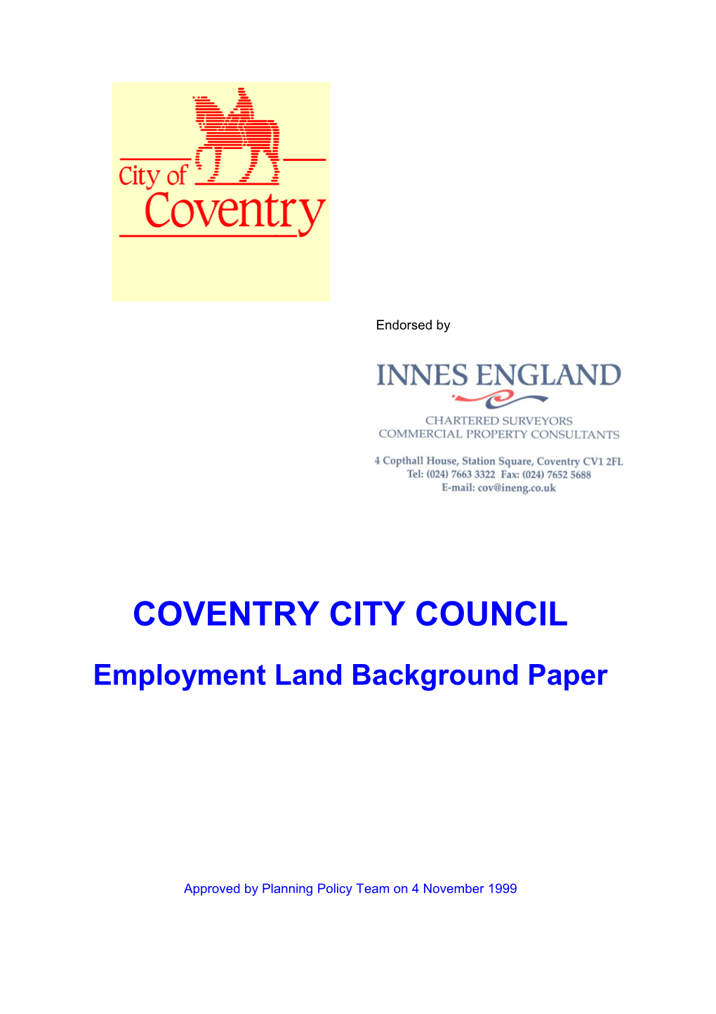 City of Coventry Unitary Development Plan Background Paper