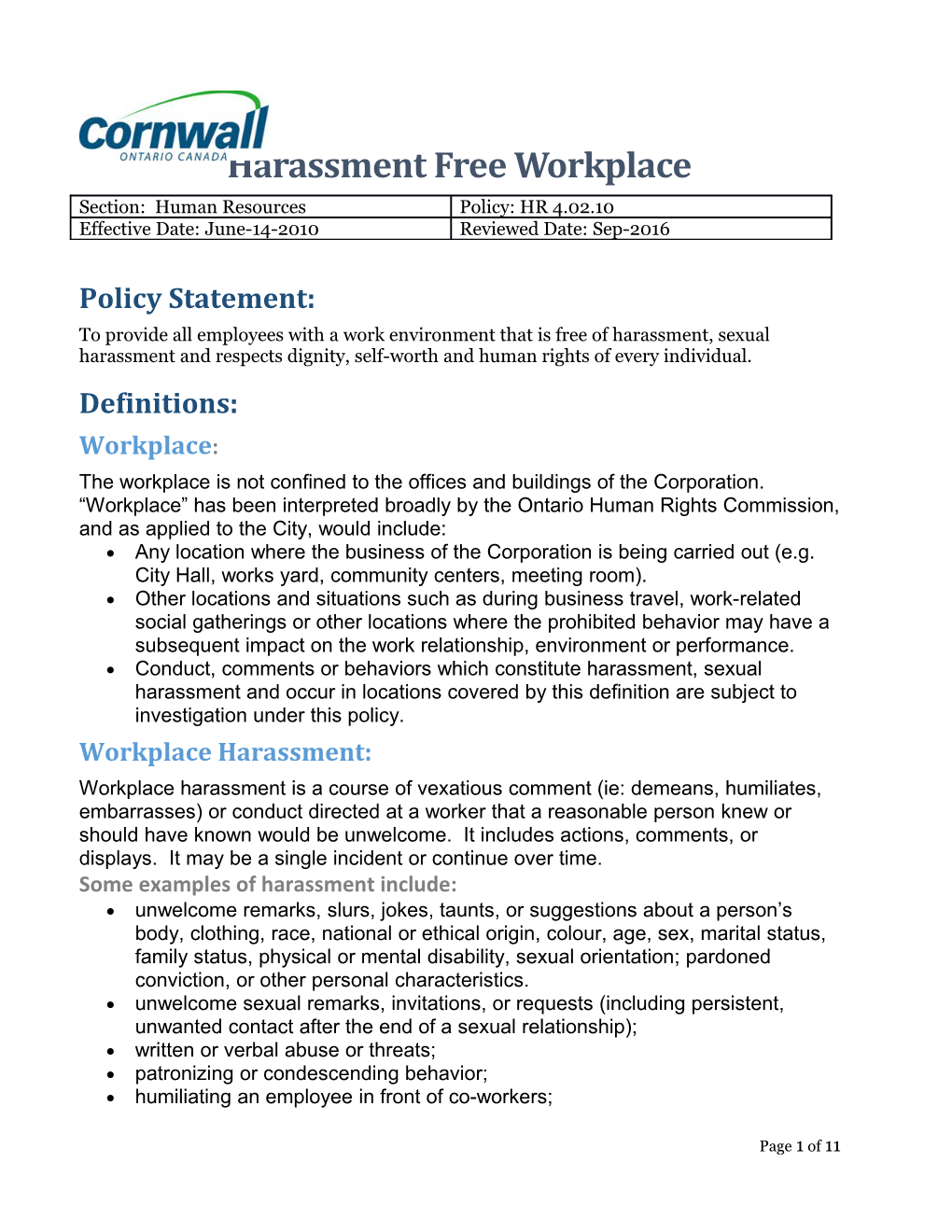 Harassmentfree Workplace