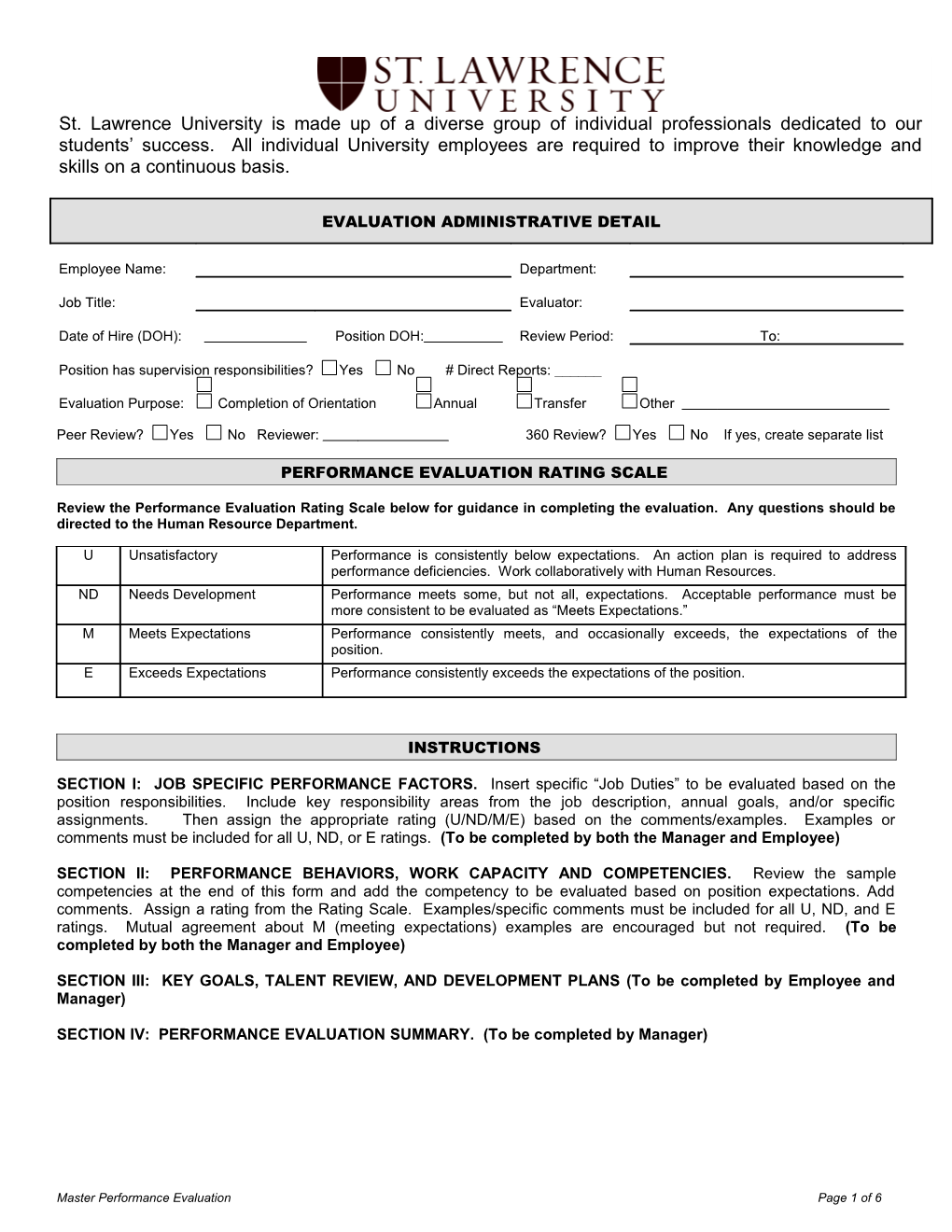 Perf Eval Form - Nonsupervisory ACOI