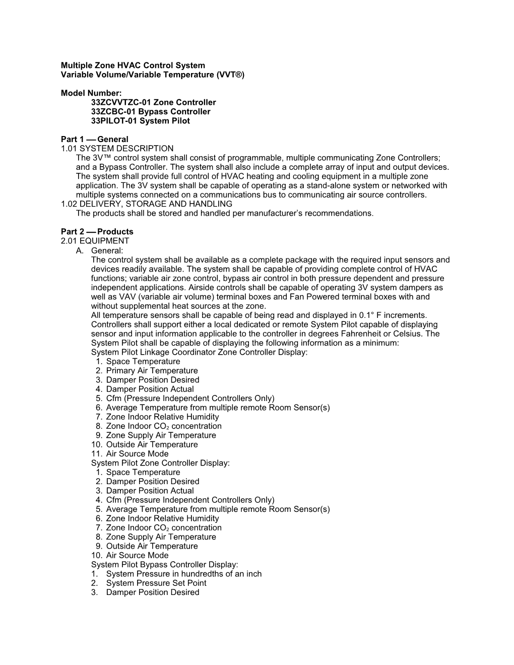 33ZCVVTZC-01 Zone Controller, 33ZCBC-01 Bypass Controller, 33Pilot-01 System Pilot, Guide