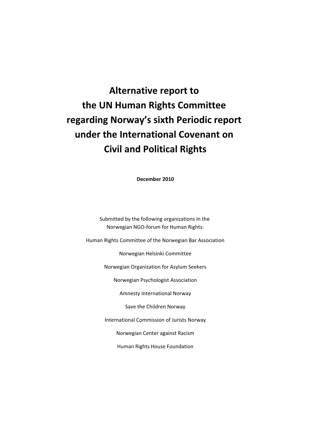 Alternative Report To