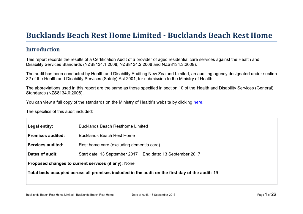 Bucklands Beach Rest Home Limited - Bucklands Beach Rest Home