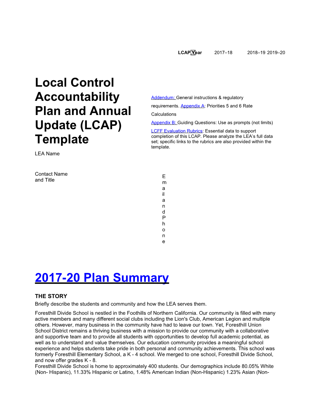 2017-20 LCAP & 2016-17 Annual Update