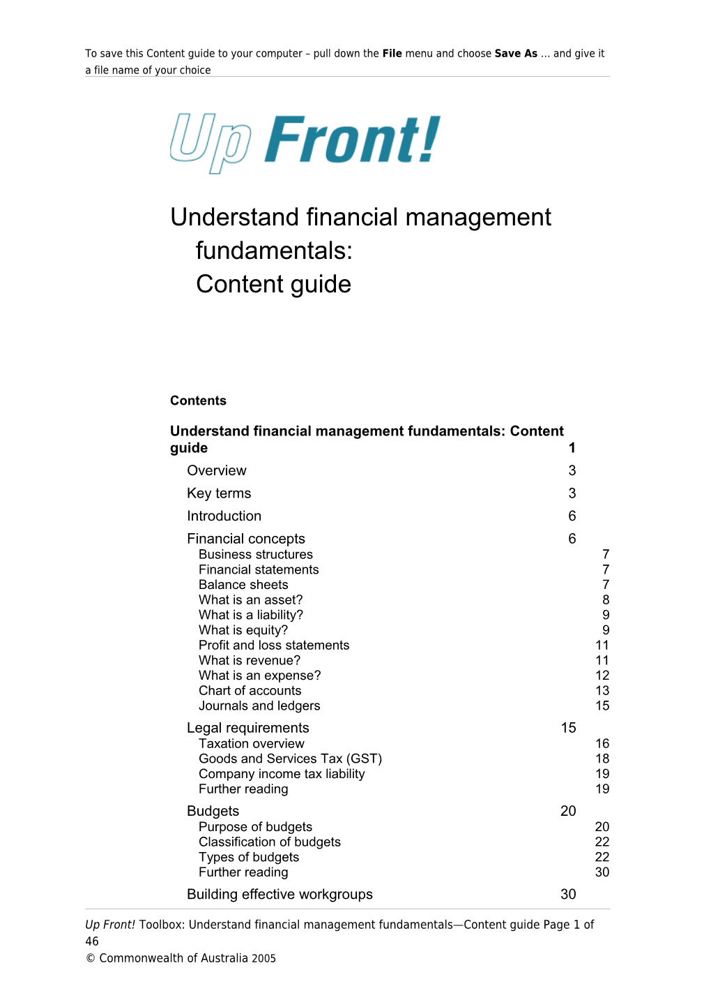 Understand Financial Management Fundamentals:Content Guide