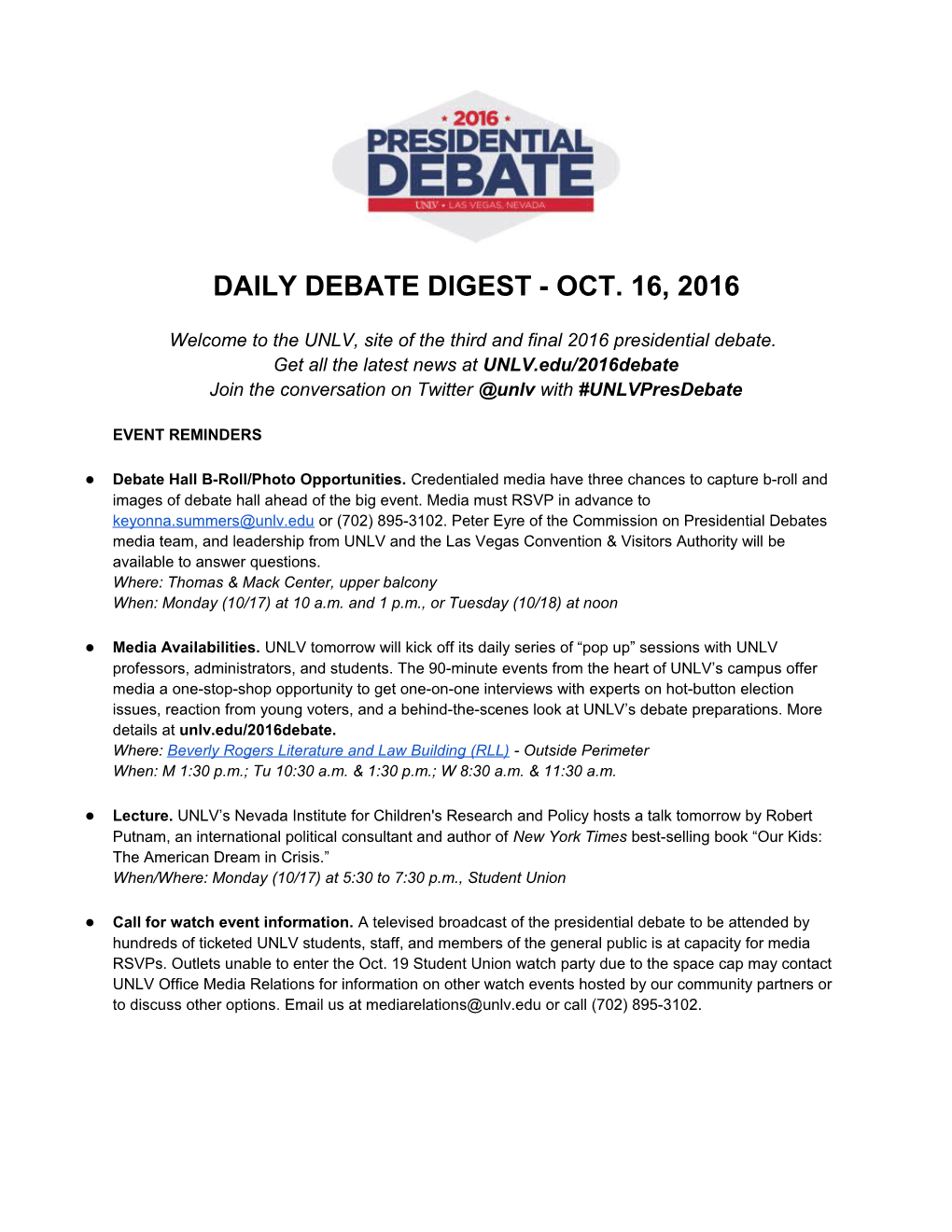 Daily Debate Digest - Oct. 16, 2016