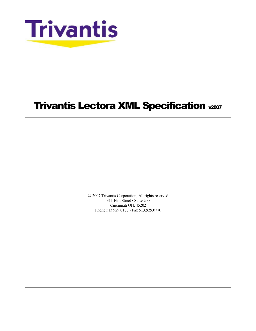 Trivantis Lectora XML Specification V2007
