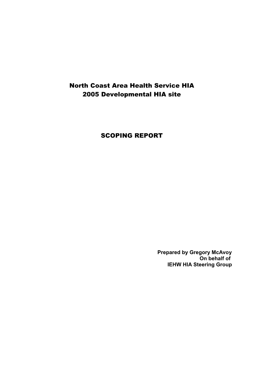 Northcoast Area Health Service HIA