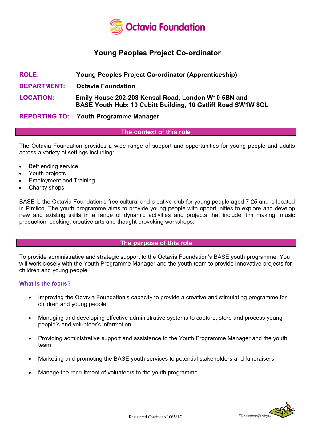 Young Peoples Project Co-Ordinator