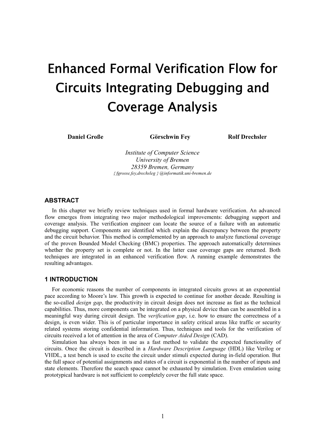 Enhanced Formal Verification Flow for Circuits Integrating Debugging and Coverage Analysis