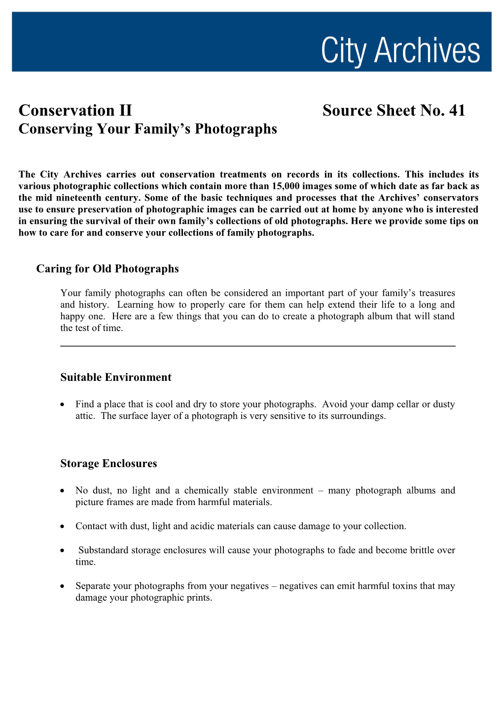 Conserving Your Family S Photographs