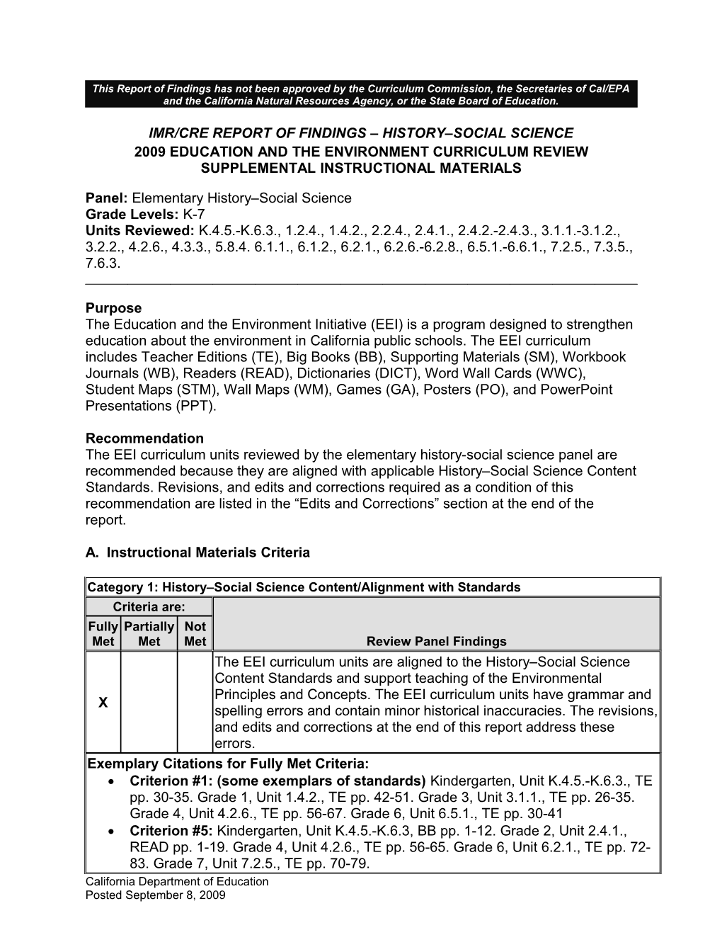 EEI Elementary HSS Units - Instructional Resources (CA Dept of Education)