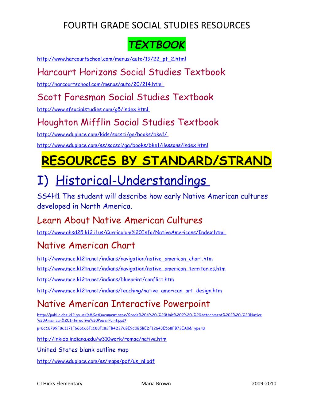 Fourth Grade Social Studies Resources