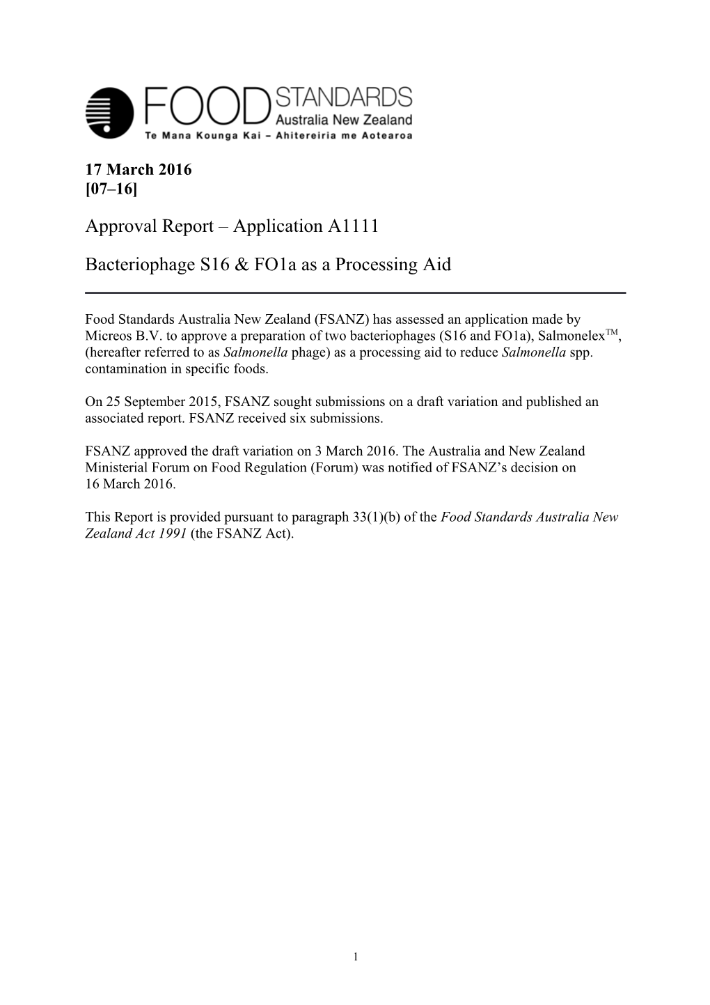 Approval Report Application A1111