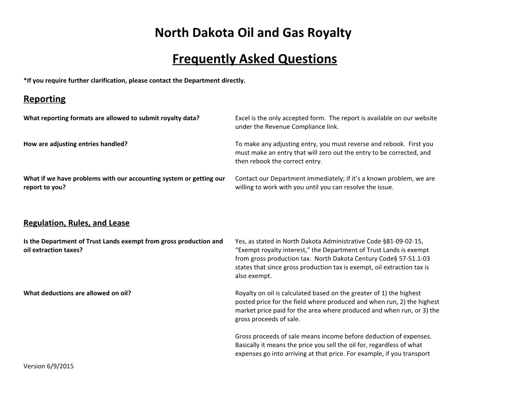 North Dakota Oil and Gas Royalty