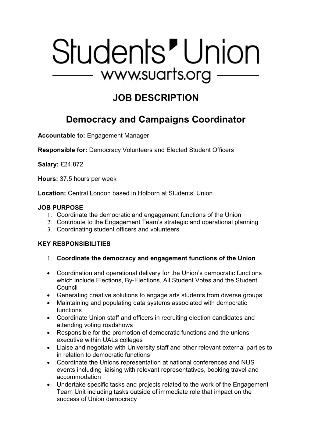 Democracy and Campaigns Coordinator