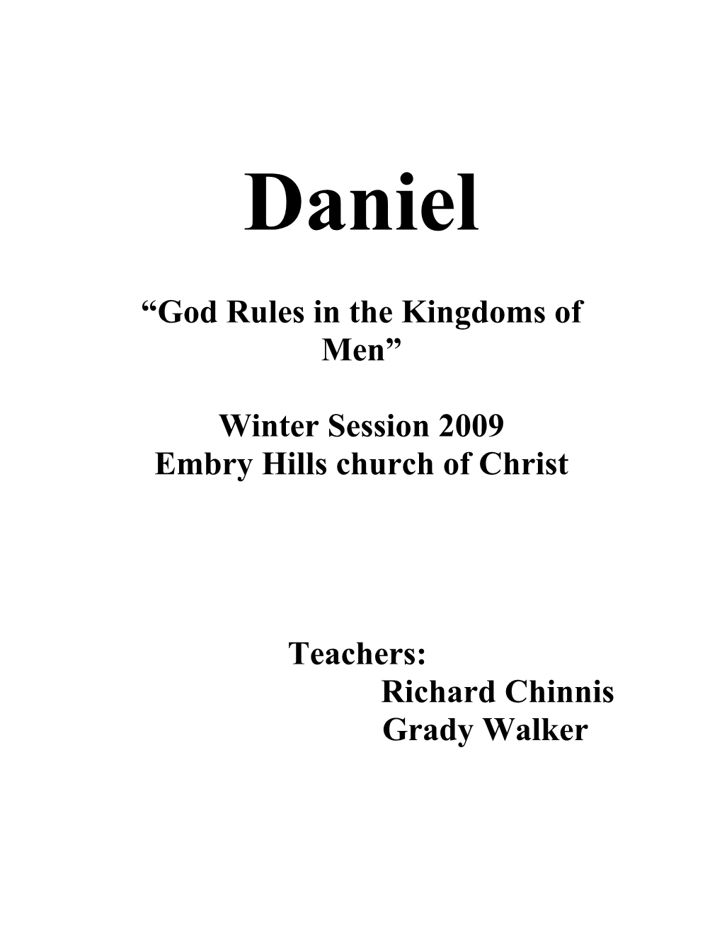 Book of Daniel Winter Session 2003