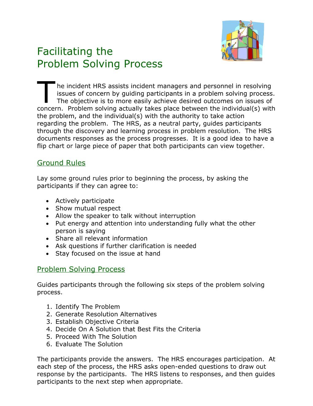 Facilitating the Problem Solving Process