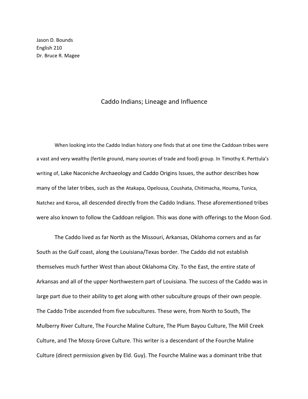 Caddo Indians; Lineage and Influence