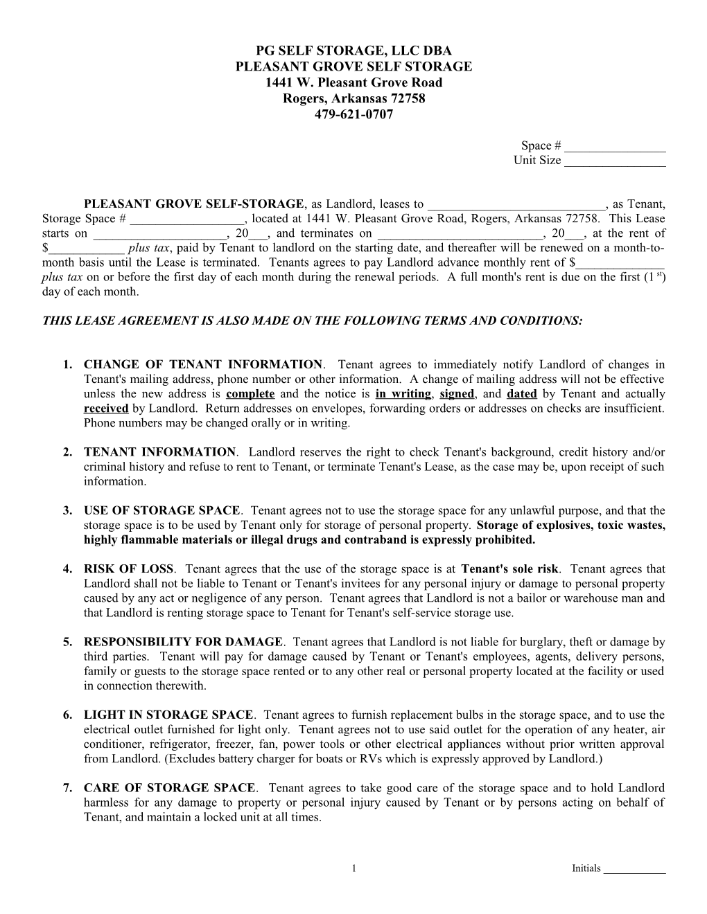 Sample Lease Agreement for Information Only