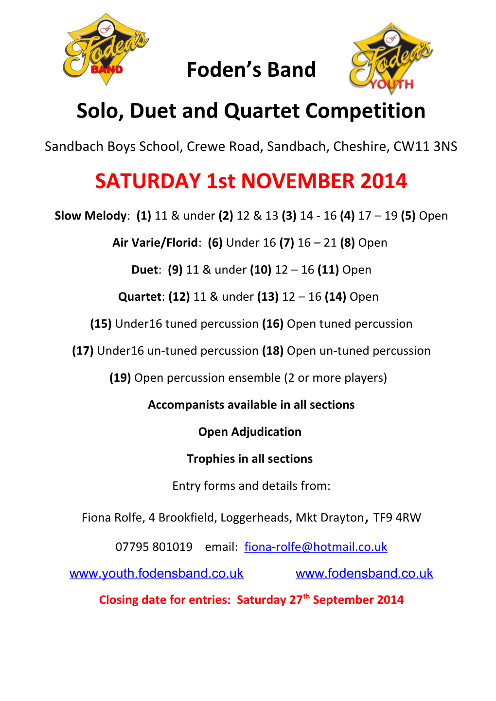 Solo, Duet and Quartet Competition