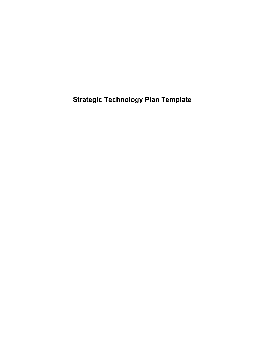 Strategic Technology Plan Template