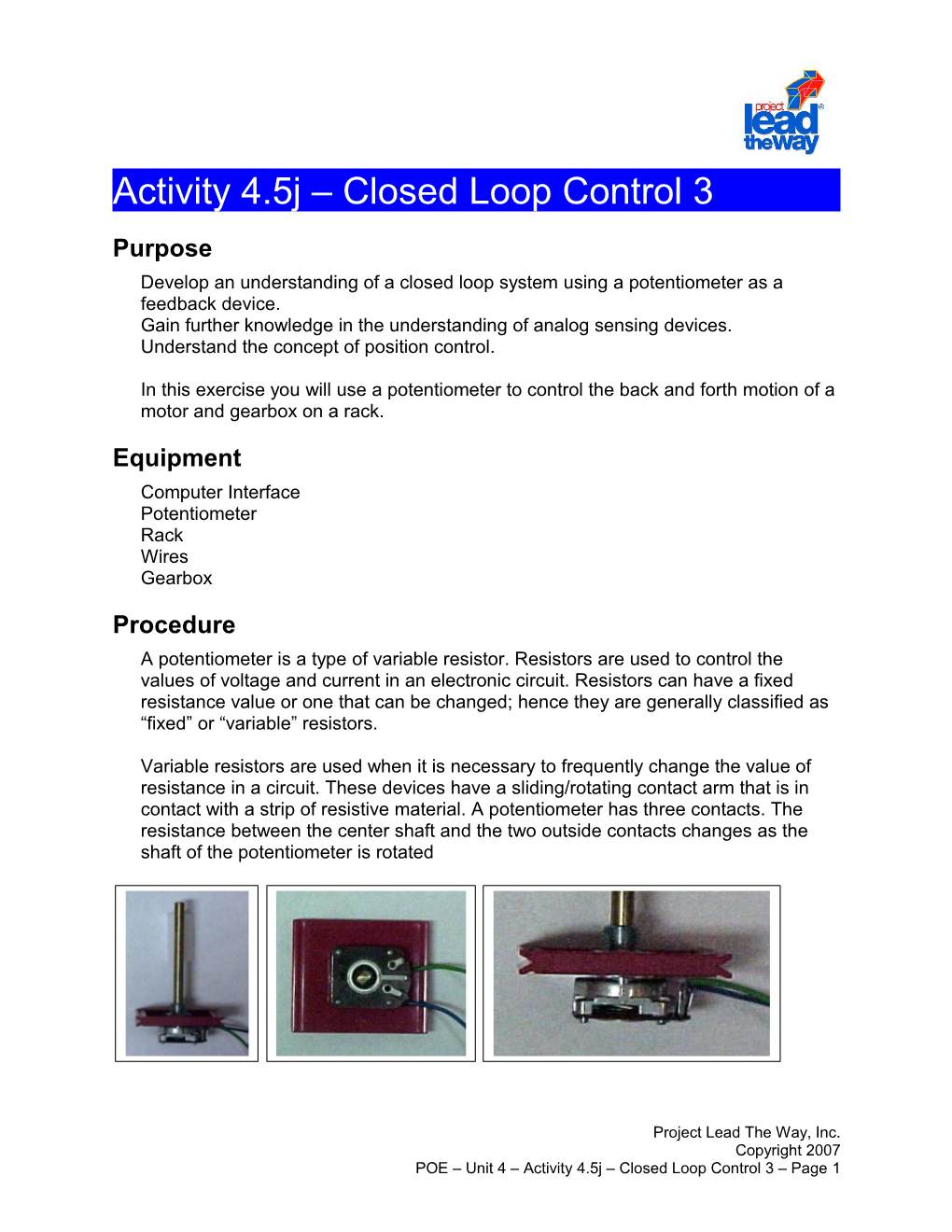 Activity 4.5J - Closed Loop Control 3