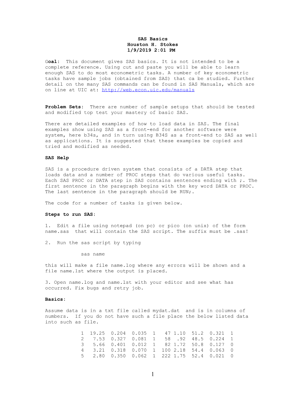 SAS and B34S Basics