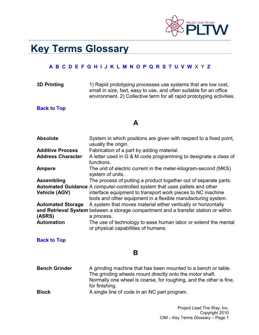 Key Terms Glossary