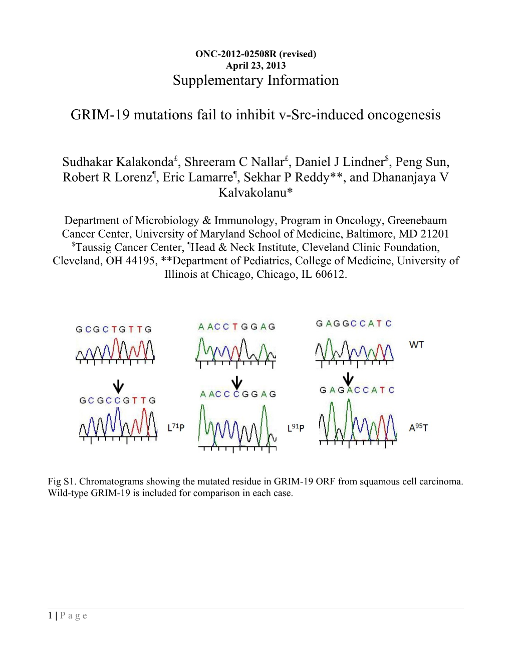 GRIM-19 Mutations Fail to Inhibitv-Src-Inducedoncogenesis