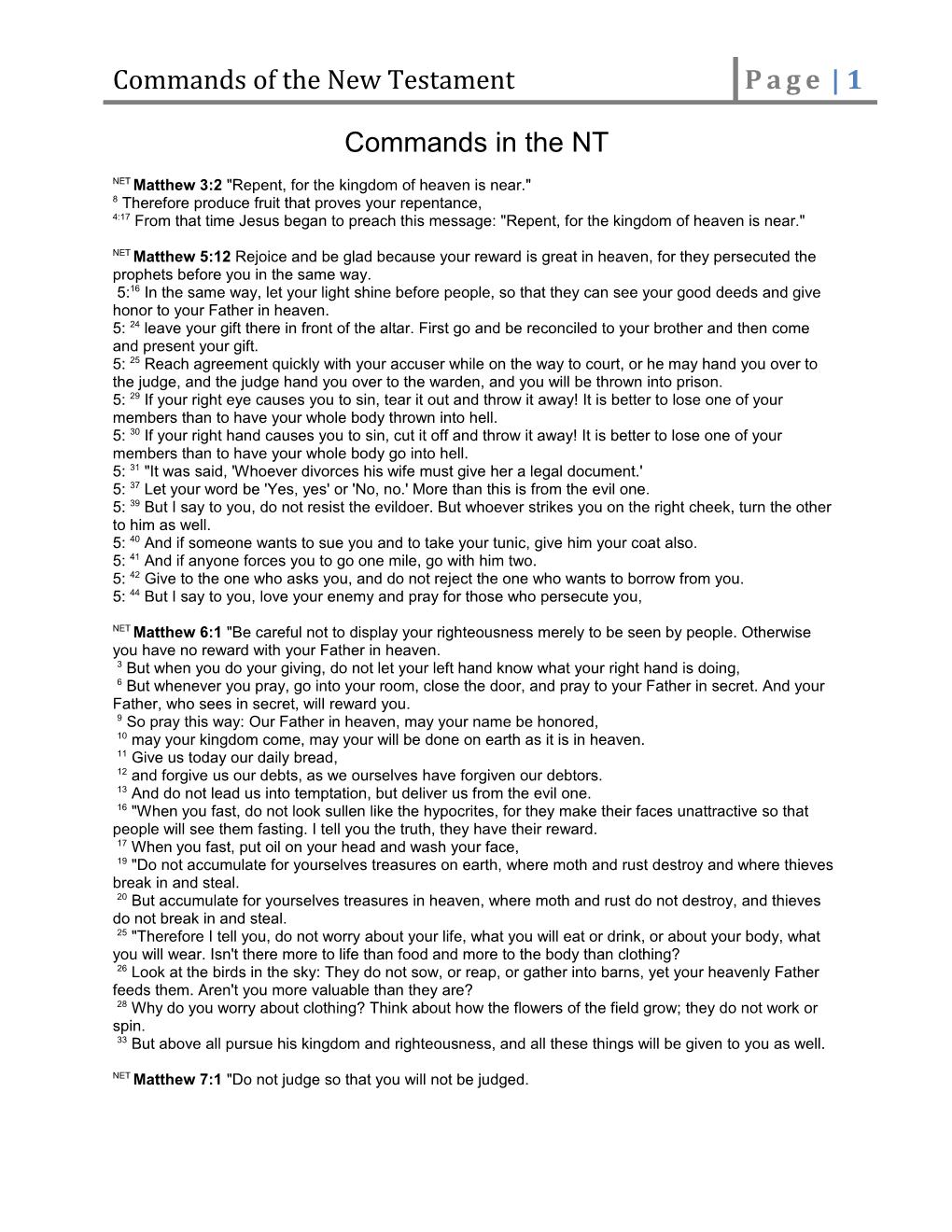 Commands of the New Testament