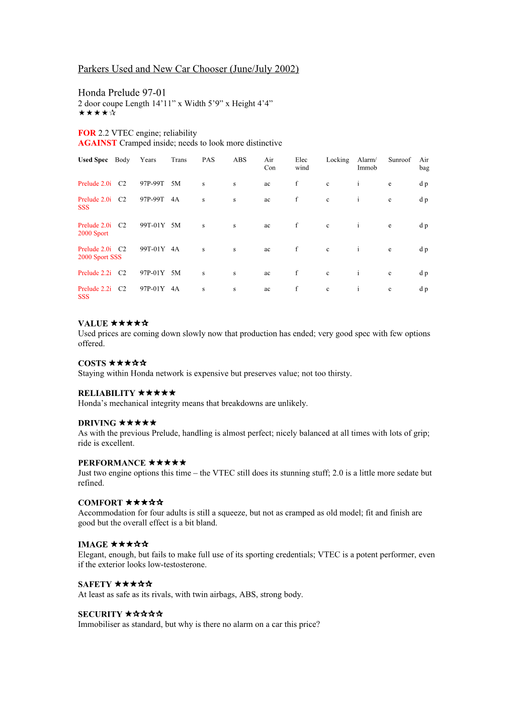 Parkers Used and New Car Chooser (June/July 2002)