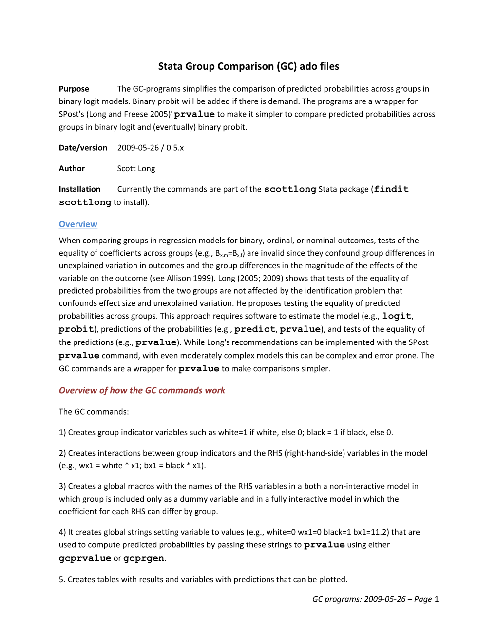 Stata Group Comparison (GC) Ado Files