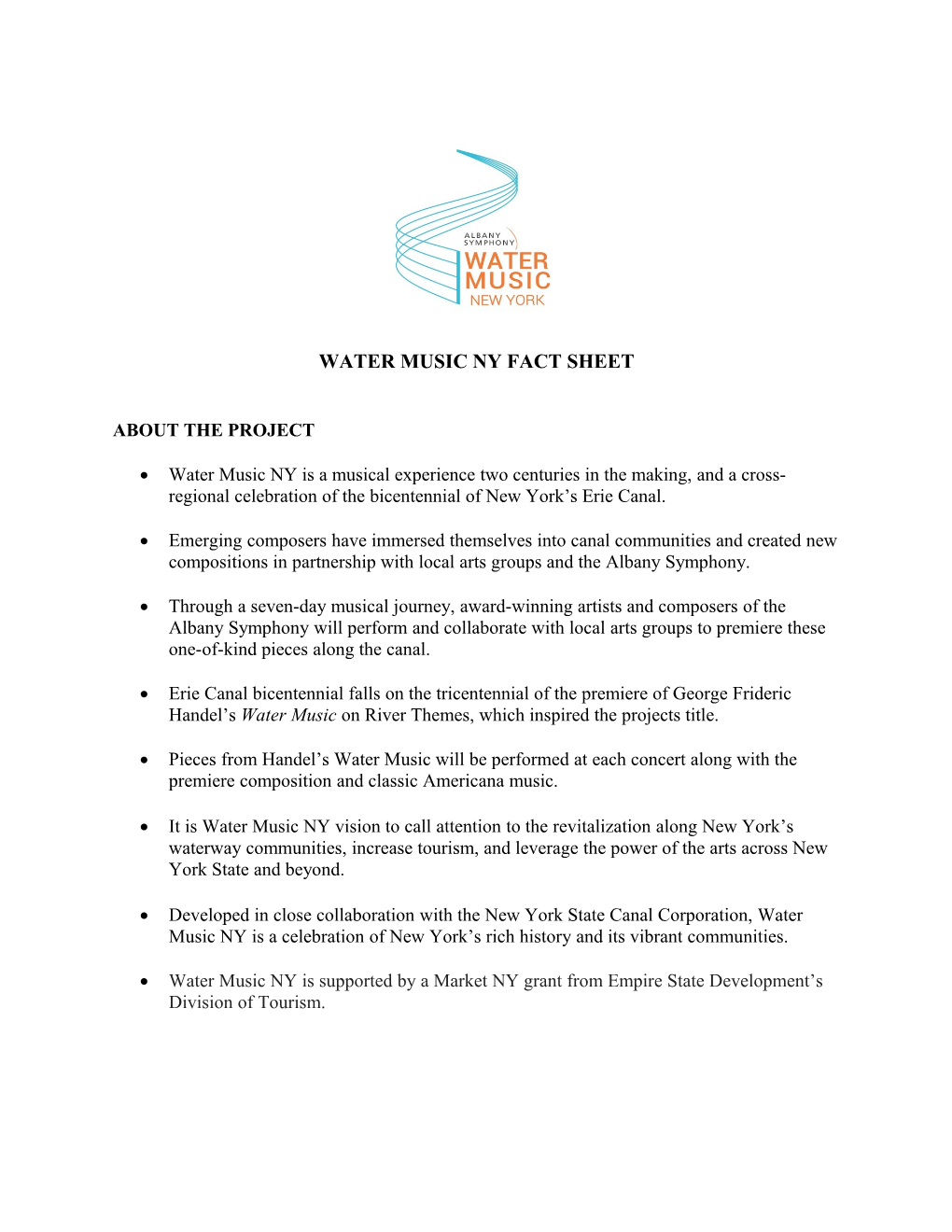 Water Music Ny Fact Sheet