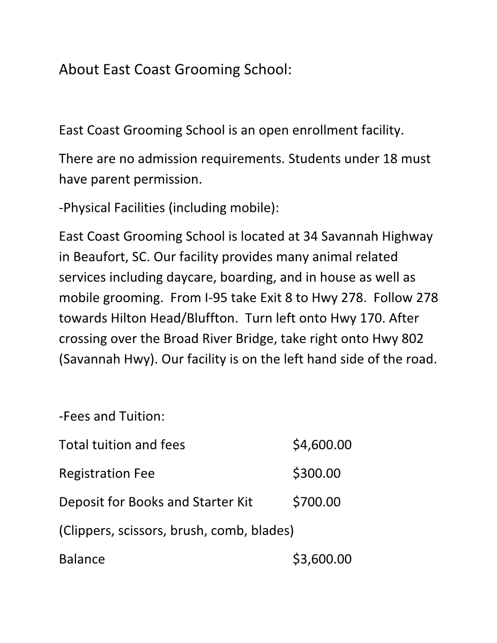 East Coast Grooming School