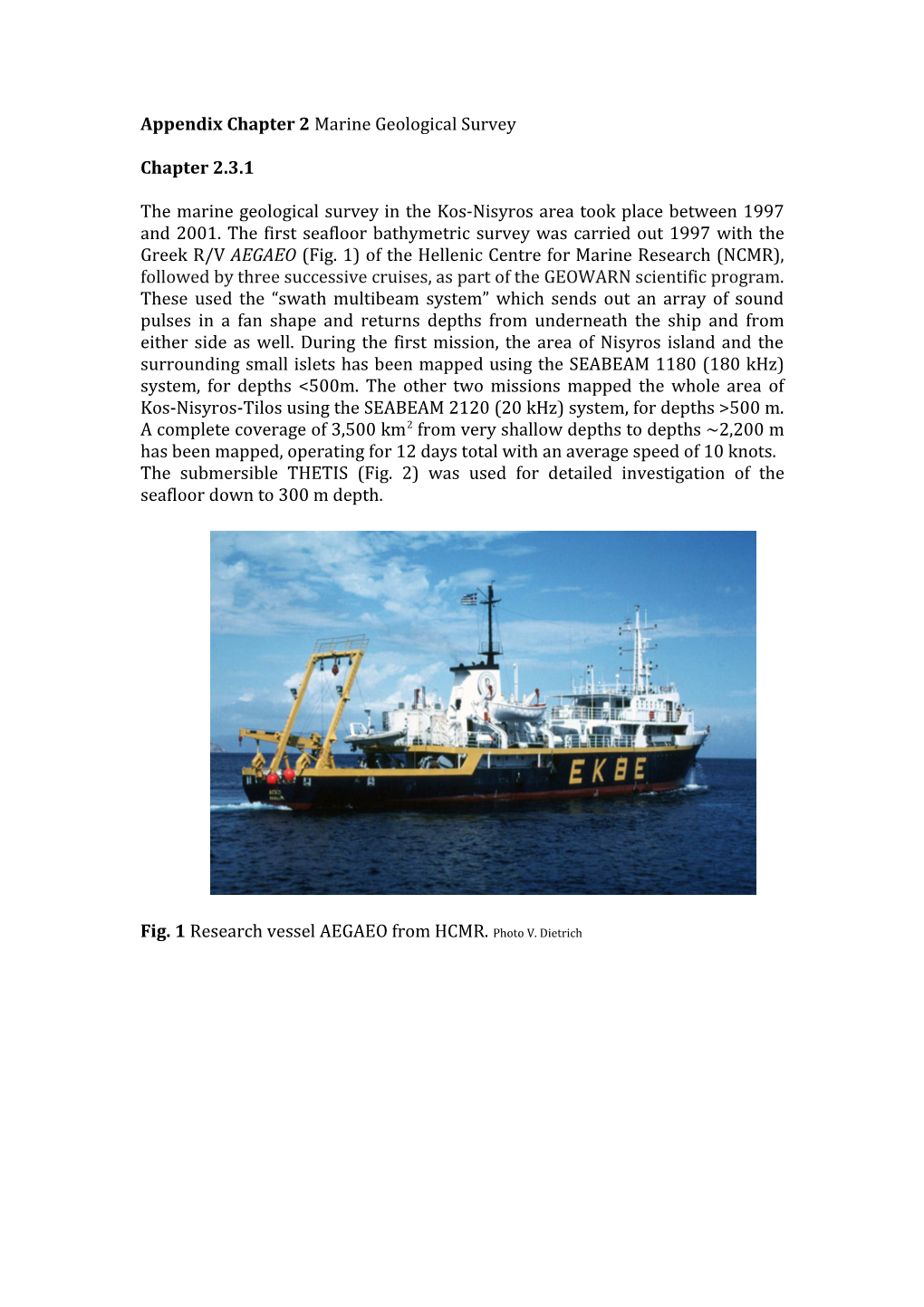 Appendix Chapter 2 Marine Geological Survey