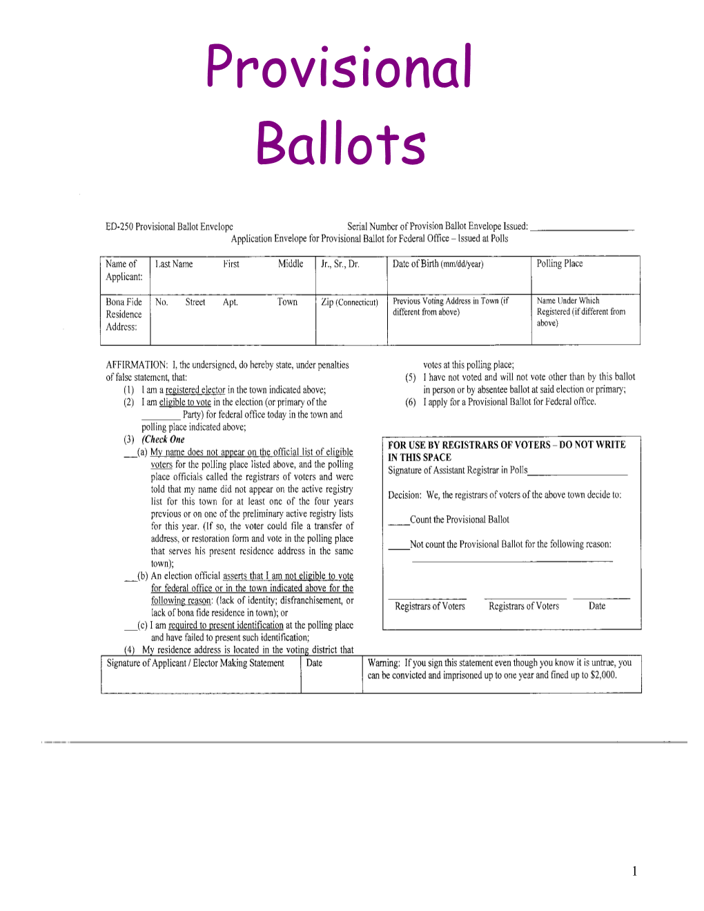 When & Why - Provisional Ballots Are Issued