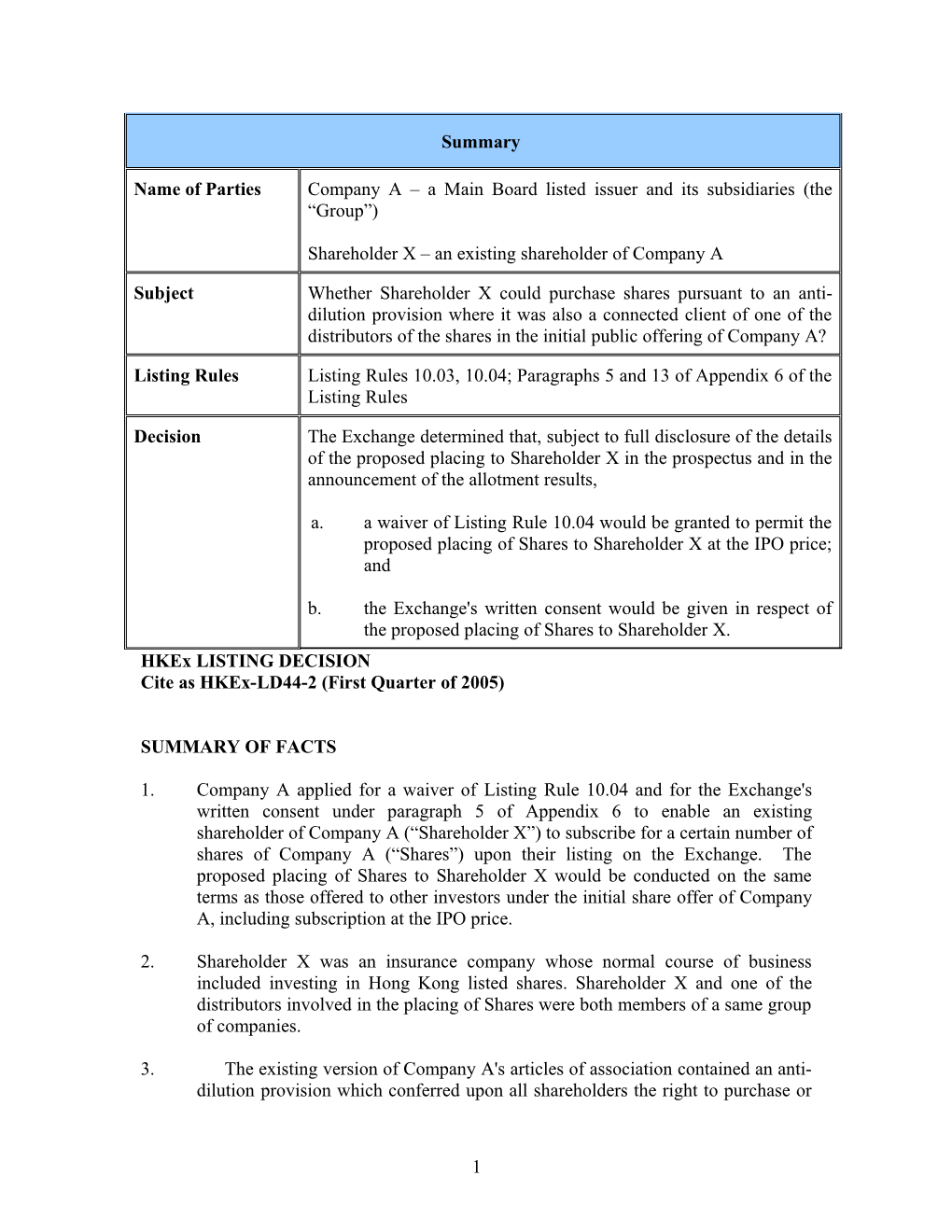 Cite As Hkex-LD44-2 (First Quarter of 2005)