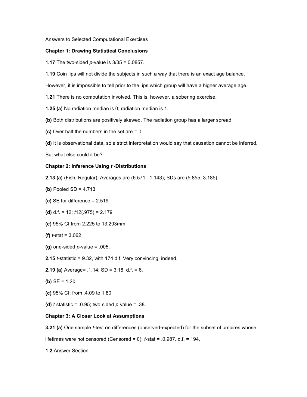 Answers to Selected Computational Exercises