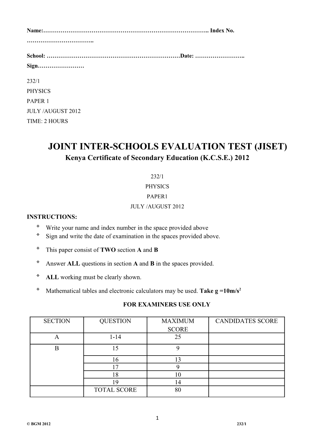 Joint Inter-Schools Evaluation Test (Jiset)