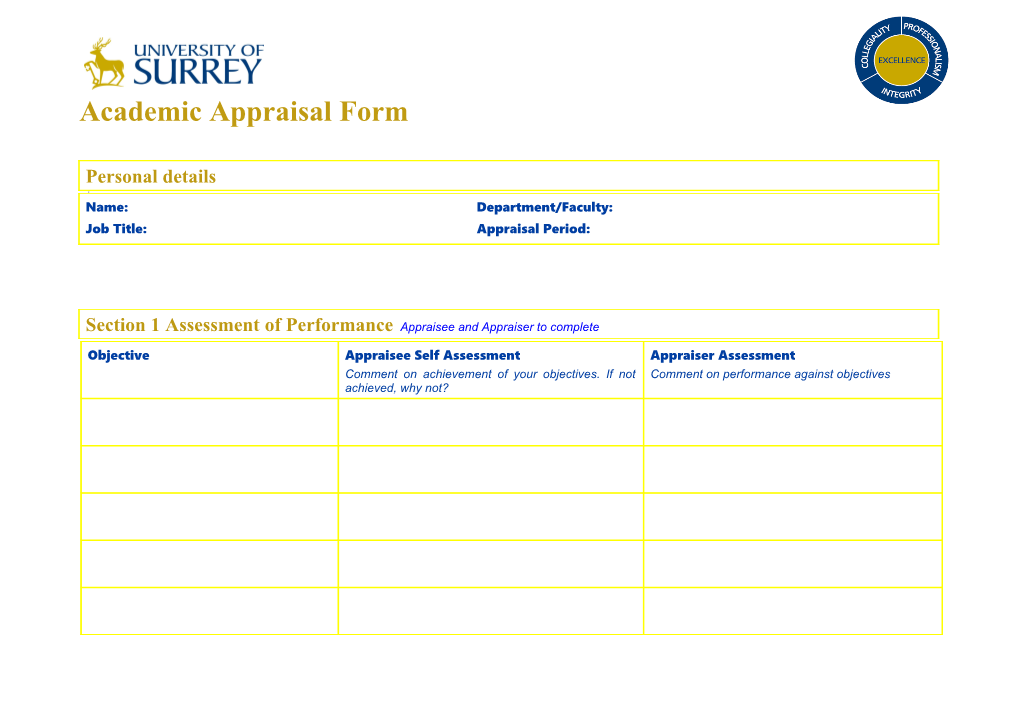 Academic Appraisal Form