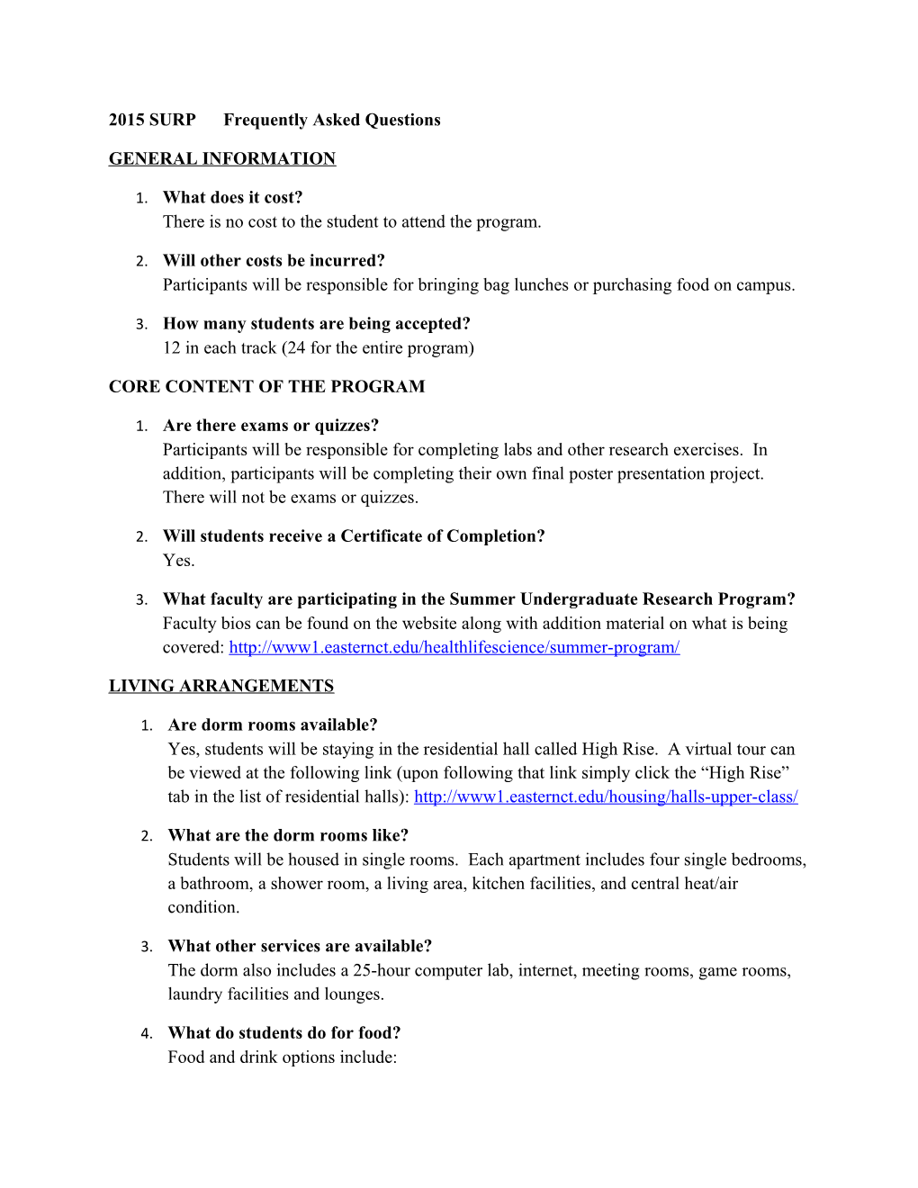 2015 SURP Frequently Asked Questions