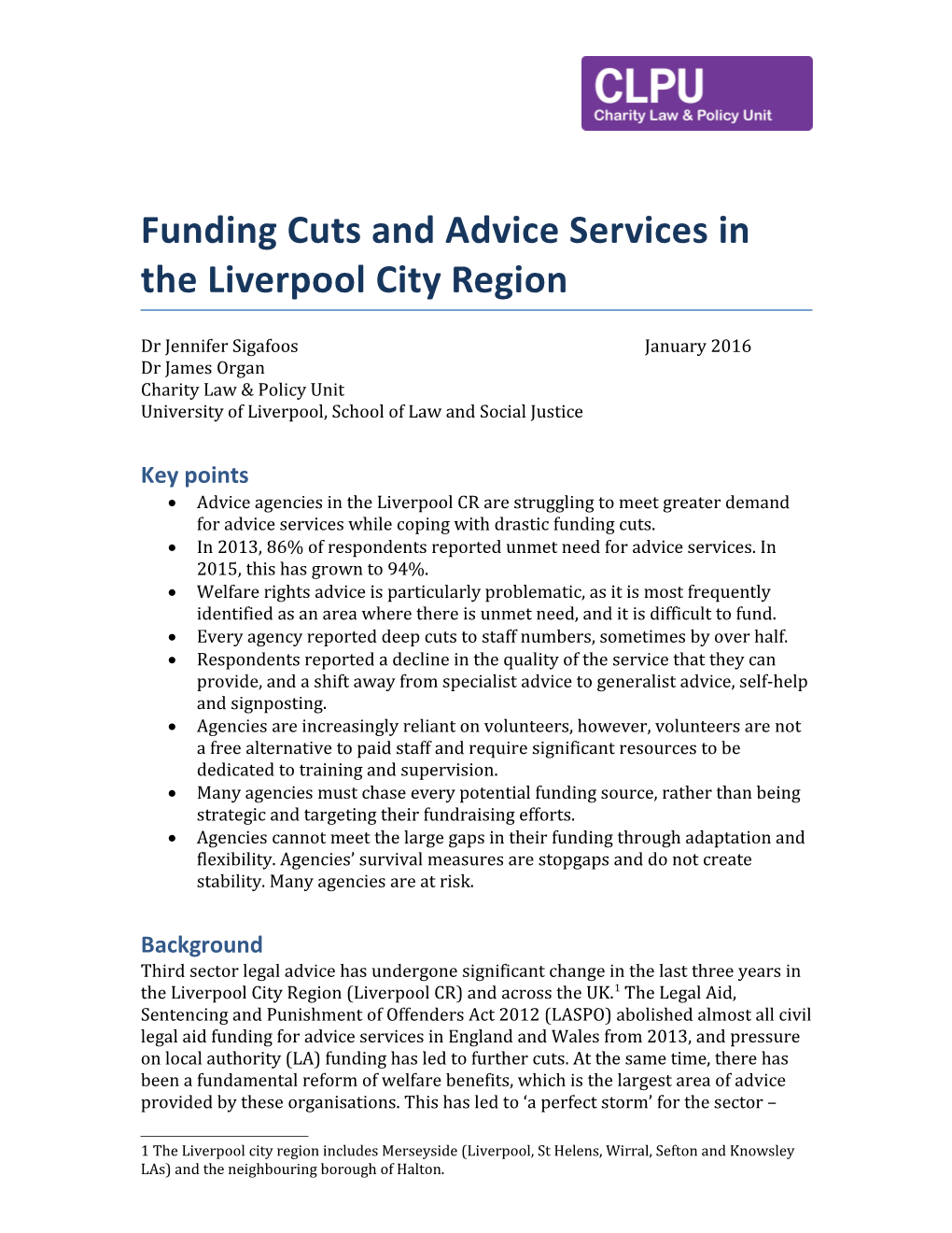 Funding Cuts and Advice Services in the Liverpool City Region