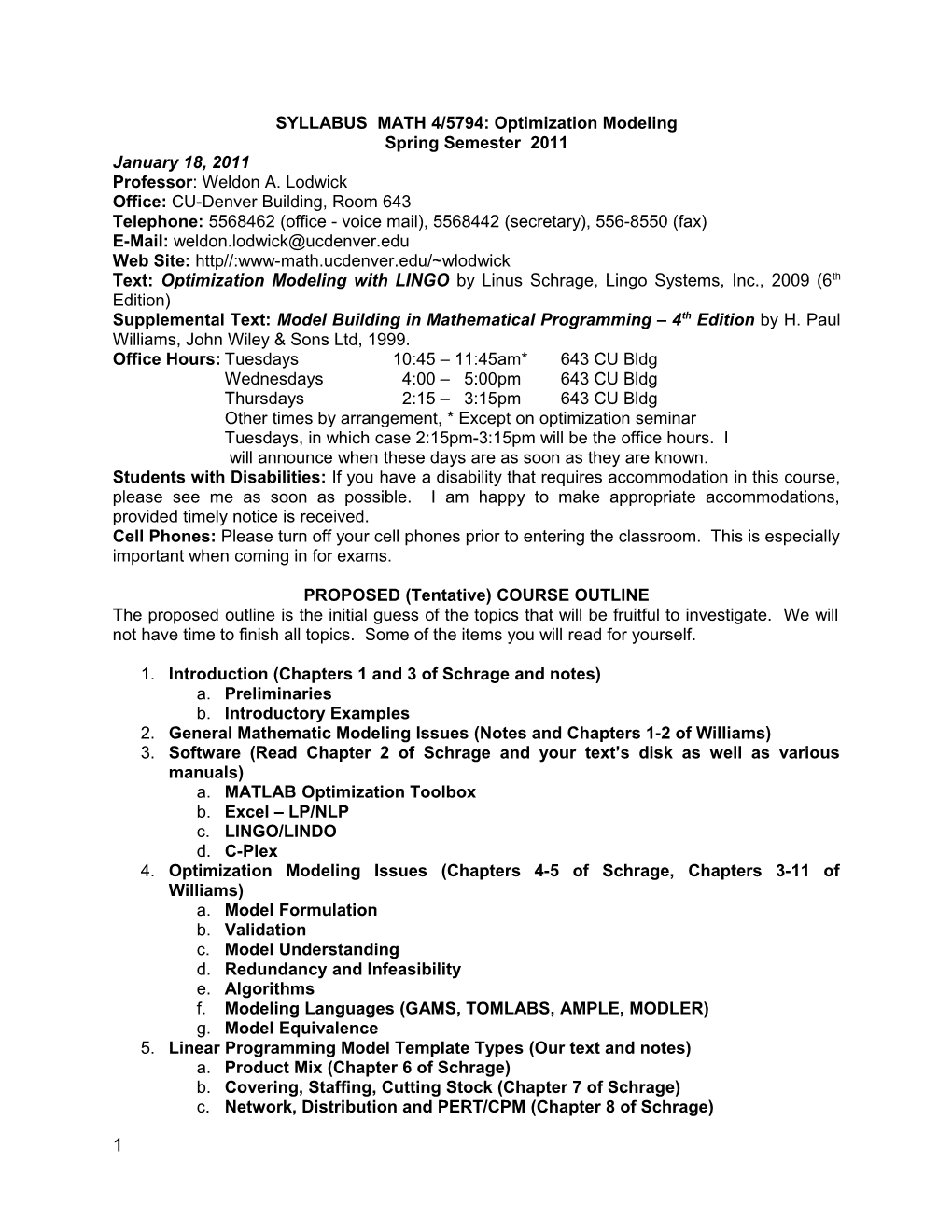 SYLLABUS - MATH 4650 and CSC 4656: Numerical Analysis I